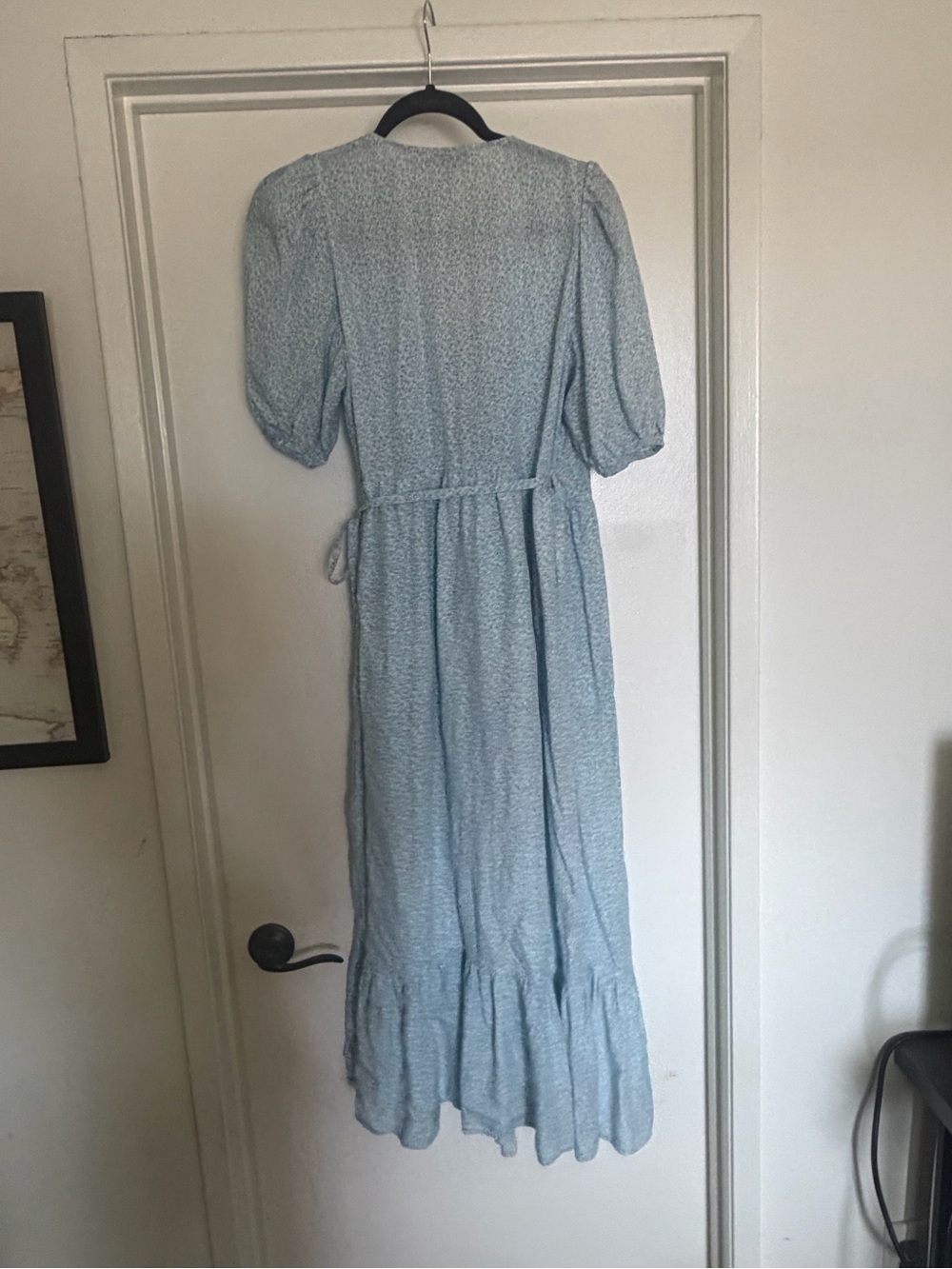 & Other Stories Pale Blue Puff Sleeve Wrap Maxi Dress - Picture 2 of 5